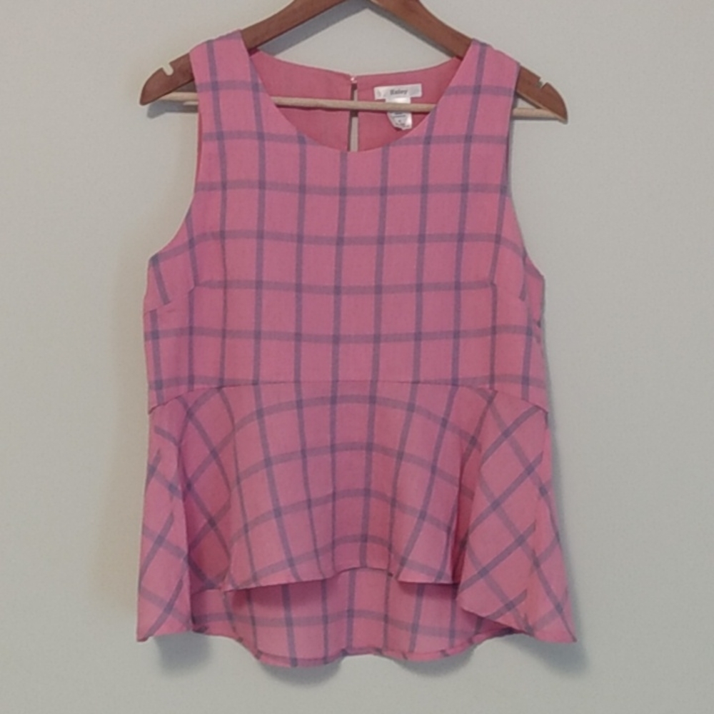 Peplum top- Sleeveless Blouse Pink Plaid